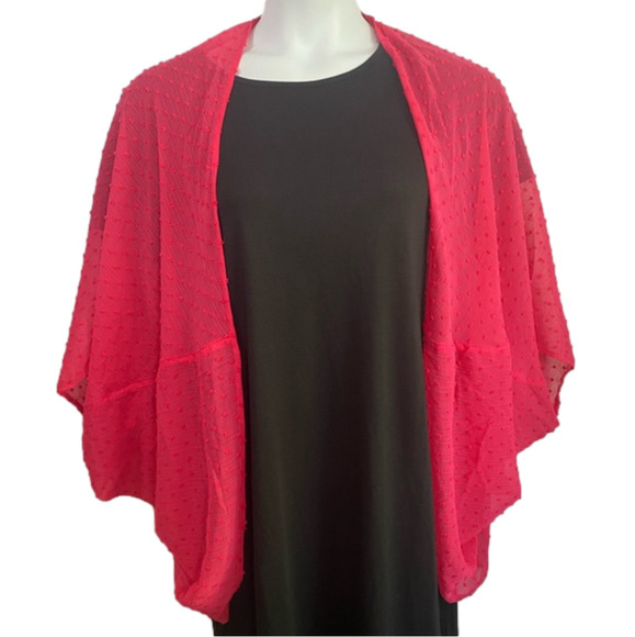 TORRID NWT Hot Pink SS Clip Dot Cocoon Chiffon Kimono Size OO OVERSIZED - Picture 1 of 8